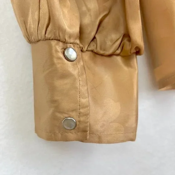 Prior Westerns Vintage Pearl Snap Shirt Floral Grandma Core Shiny 70s Gold L - Picture 5 of 6